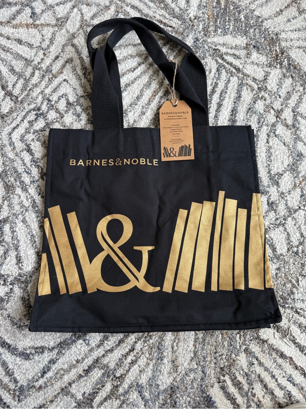 Barnes & Noble Black Tote with Gold Book Design
